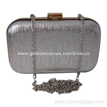 Evening Clutch Bag with Silver Metal Frame and Chains, Can be Customized by Clients' Design
